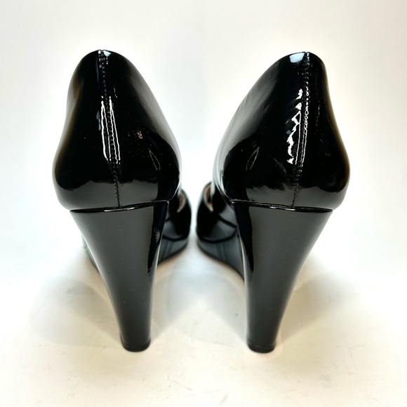 Michael Kors Black Patent Leather Wedge Peep Toe | 7.5 - Picture 6 of 8